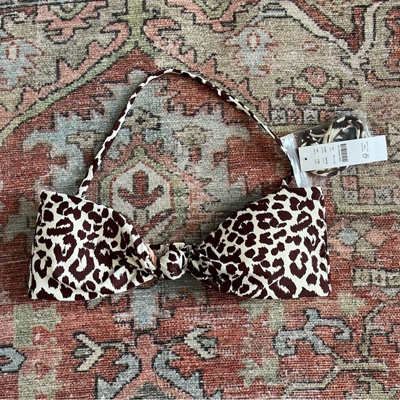 J. Crew Knot Bandeau Bikini Top Size XS NWT Leopard Print - Picture 8 of 9